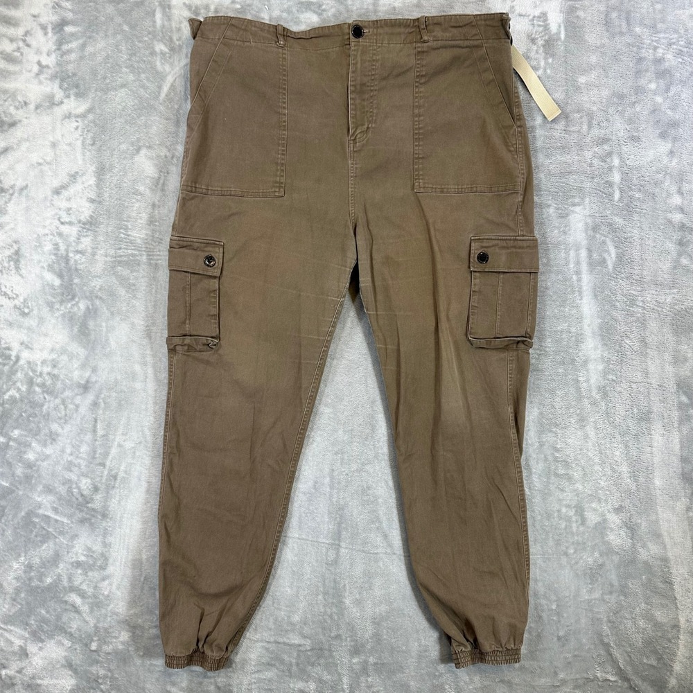 Wondery Cargo Jogger Pants Women's Size XL Tall Brown Utility Belted Pants